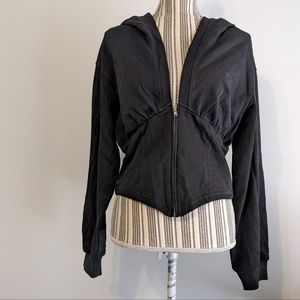 Cider Black fitted zip front hoodie nwt